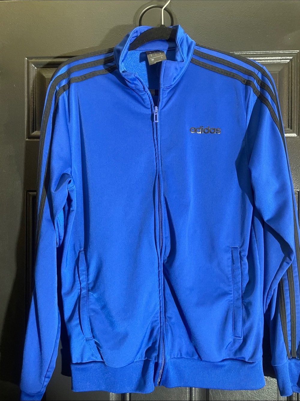 adidas Royal Blue Track Jacket with Black Stripes